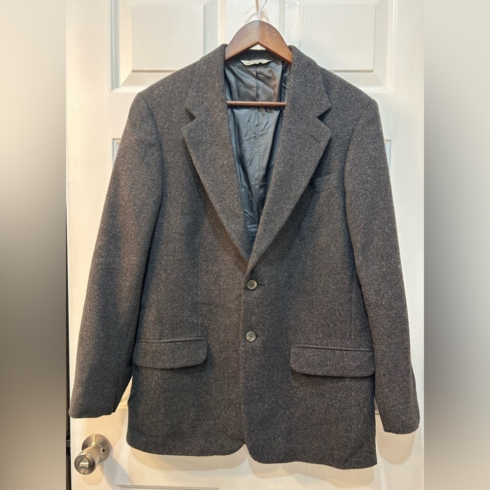 Eddie Bauer 100% Camel Hair Jacket Sport Coat‎ Mens 40R Gray 2 Button Blazer